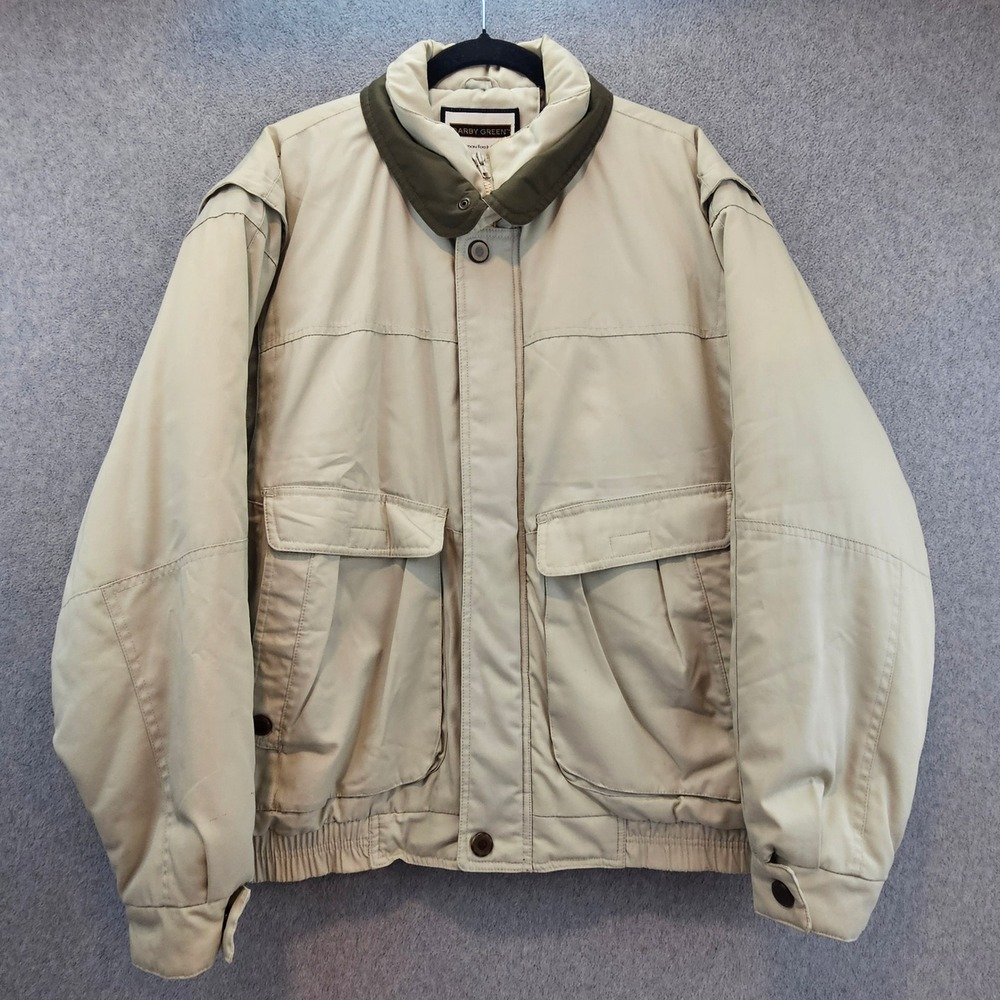 DARBY GREEN | London Fog Mens Large Bomber Jacket Tan Vintage Utility